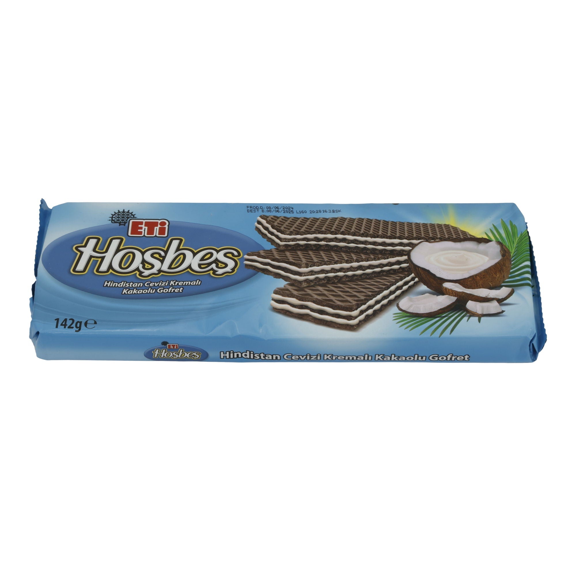 Waffeln Eti | Hoşbeş Kakaolu Gofret | Knusprig, mit Kokoscreme | 142 g ETI